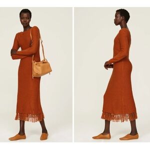 Pamela Love 
Orange Fringe Sweater Dress